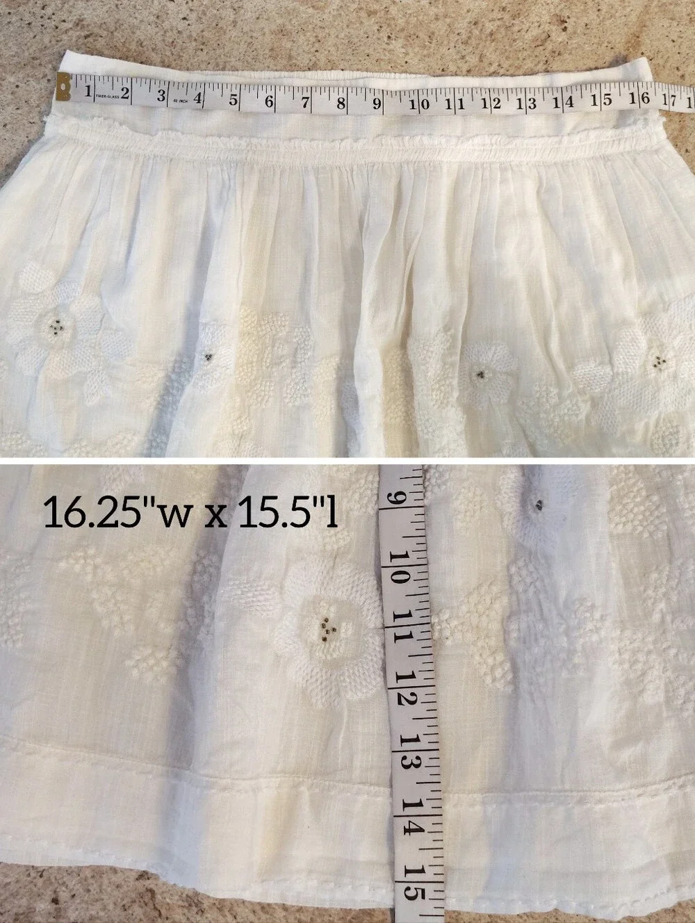 AEO‎ 2010 Delicate Embroidered Y2K SoftGirl Cotton Mini Skirt Large Pull On